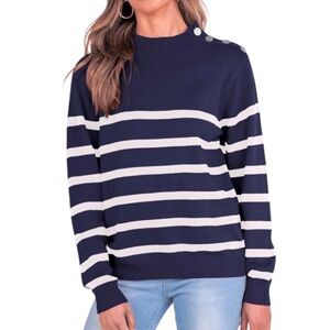 Kirundo Striped Pullover Sweater with Deco Metal Buttons Women’s Size Small NWT!